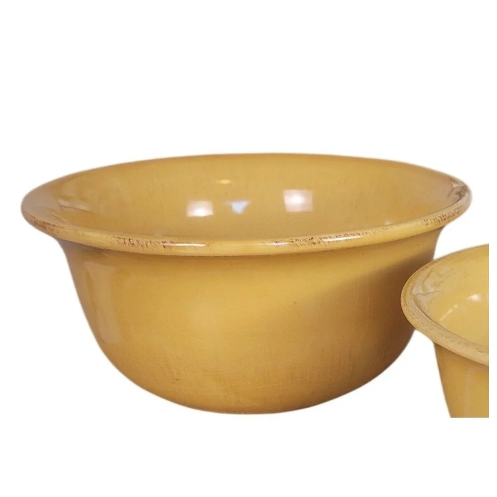 Pier 1 Toscana Gold Hand Painted Earthenware Bowls Set of 2 Italy 10
